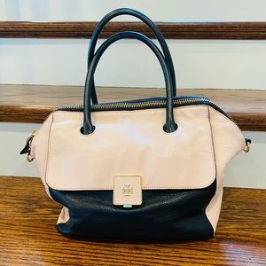 Tory Burch black and blush leather satchel